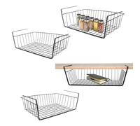 Under Shelf Storage Basket,WEERSTONE Under Shelf Hanging Metal Wire Storage Basket Organizer Removable for Kitchen, Cupboards, Shelves, Cabinet, Bathroom, Office (4 Pack Black)