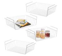 Under Shelf Storage Basket,WEERSTONE Under Shelf Hanging Metal Wire Storage Basket Organizer Removable for Kitchen, Cupboards, Shelves, Cabinet, Bathroom, Office (4 Pack White)