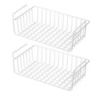 Under Shelf Wire Basket 2Pcs Coated Iron Heavy Duty Under Shelf Organizer Non-Slip Hollow 12.4x8.1x4.5in Under Cabinet Basket for Kitchen Pantry, Under Shelf Wire Basket