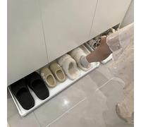 Under-Shoe Cabinet with Easy Access Drawers Hidden Storage for Entryway Toe Kick Base Cabinet with Rebound Track Shelves White WxD-76x46cm (30x18 1/8")