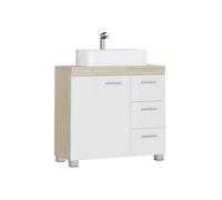 Under Sink Bathroom Cabinet, Cloud White + Natural Beige / 30 x 70 x 64 cm