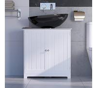 Under Sink Bathroom Cabinet - Floor Standing Storage Cupboard with Double Door Two-Layer Large Capacity White Sink Cabinet