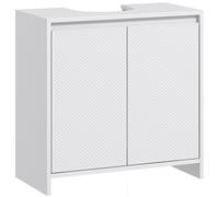 Under Sink Bathroom Storage Cabinet 2 Door White Vanity Unit Adjustable Shelf