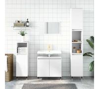 (white) vidaXL Bathroom Cabinet Vanity Unit Cupboard High Gloss White Engineered Wood