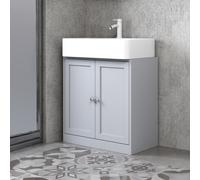 (Under Sink Cabinet - Grey) Under Sink Cupboard Mirror Unit WC Paper Dispenser