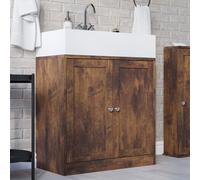 (Under Sink Cabinet - Rustic Brown) Under Sink Cupboard Mirror Unit WC Paper Dispenser