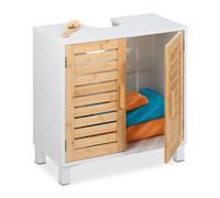 Under Sink Cabinet Vanity Unit Cupboard Washbasin Bamboo Bathroom Storage Doors