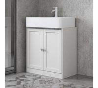 (Under Sink Cabinet - White) Under Sink Cupboard Mirror Unit WC Paper Dispenser