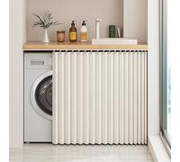 Under-Sink Closet Waterproof Kitchen Shelf Liner Self-Adhesive Blackout Curtain Short Cafe Style Dustproof 50cm Height x 140cm Width (Black)