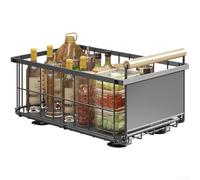 Under Sink Foldable Organizer Basket with Sliding Rail System and Robust Iron Frame for Consistent Performance (Gray - Large)