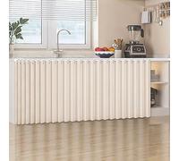 Under Sink Kitchen Curtain Dustproof & Privacy Short Curtain for Shelves Bathroom & Closet Synthetic Linen Material with Silent Sliding Tracks (Beige W 120cm x H 70cm)