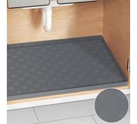 Under Sink Mat 22" x 19" - Waterproof Kitchen Liner Tray, Silicone Protector for Bottom of Sink (Dark Grey)