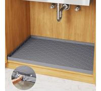 Under Sink Mat, 22'' x 19'', Waterproof Silicone Under Sink Liner for Kitchen Bathroom, Under Kitchen Sink Organizers and Storage, Cabinet Shelf Protector, Flexible Under Sink Drip Tray, Dark Grey