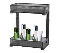 Under Sink Organizer, 2 Tier Storage Rack, Height Adjustable Shelf, Household Organization Stand, Solution for Kitchen Pantry Closet Bathroom Laundry Room Cupboard, 19.69x15.67x8.07 inches