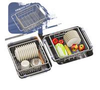 水槽 Under Sink Organizer and Storage,沥水篮不锈洗碗池洗菜盆伸缩厨房置物架 Under Sink Storage for Kitchen Bathroom Cabinet,碗碟收纳架 Multifunctional Storage Shelves for Kitchen Living Room Office,厨房用品-【加深15cm】30 * 30带卡槽