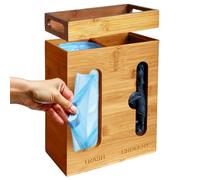 Under Sink Organizer for Kitchen Cabinet - Bamboo Trash Bag Dispenser & Bag Holder - Pantry Organizer & Garbage Roll Holder for Cleaning Supplies, Apartment Essentials & Home Organization