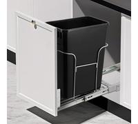 Under Sink Pull Out Rubbish Bin Shelf - Easy Install Metal Frame with Soft-Close Slides, Slide Out Garbage Tray for Kitchen Cupboard Cabinet, Fits 26.6 x 45 x 44.7 cm (10.5 x 17.7 x 17.6 in) - Silver