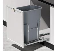Under Sink Pull Out Rubbish Bin Shelf - Easy Install Metal Frame with Soft-Close Slides, Slide Out Garbage Tray for Kitchen Cupboard Cabinet, Fits 26.6 x 45 x 44.7 cm (10.5 x 17.7 x 17.6 in) - Silver