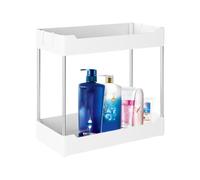 Under Sink Storage, 2-Tier Bathroom Cabinet Organizer with Hooks, Multi-Purpose Shelf for Kitchen, Bathroom, Desktop & Sink Organization