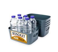 Under Sink Storage Boxes - Strong Storage Baskets with Handles - Home, Kitchen and Bathroom Organiser - Rectangular Multi Use Storage Boxes -- Stackable Pantry Basket - Blue, 20pcs - by Stackzy