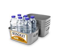 Under Sink Storage Boxes - Strong Storage Baskets with Handles - Home, Kitchen and Bathroom Organiser - Rectangular Multi Use Storage Boxes -- Stackable Pantry Basket - Grey, 20pcs - by Stackzy