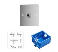Under Sink Water Filter Stainless Steel Panel Kit With T Connector And Integrated Pe Tubing For Reverse Osmosis Systems 86mm Wall Cover Plate Metal Construction For Residential Plumbing(B Silver)