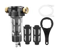 Under Sink Water Filter System Pre Filter Whole House Spin Down Sediment Water Filter Central Prefilter Purifier System Backwash Stainless Steel Mesh(Host and 3X Filter)