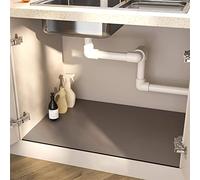 Under Sink Waterproof Mat, 19.68x31.49"/50x80cm Reusable Liner - Non Slip, Rubber Backed, Water Absorbent Cabinet Protector, Machine Washable (Grey)
