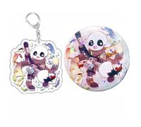 Under Tale Keychain Badge 2pcs, Game Figure Sans Papyrus Frisk Flowey Cosplay Accessories Brooch Keyring, Under Tale Cute Acryl Keyholder Metal Badge Pins Set (5)