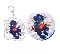 Under Tale Keychain Badge 2pcs, Game Figure Sans Papyrus Frisk Flowey Cosplay Accessories Brooch Keyring, Under Tale Cute Acryl Keyholder Metal Badge Pins Set (1)
