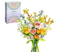 Under the Baubles Roses & Tulips Bouquet Building Block Set - Artificial Flowers as Room Decoration for Adults, Unique Gift Idea for Mum, Girlfriend and Girls
