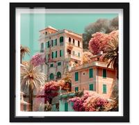 Under the Clear Sky Shadowbox Print Vintage Italian Art by Notoriart, Black Frame, 20 x 20