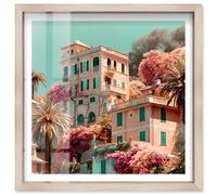 Under the Clear Sky Shadowbox Print Vintage Italian Art by Notoriart, Blonde Frame, 30 x 30