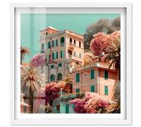 Under the Clear Sky Shadowbox Print Vintage Italian Art by Notoriart, White Frame, 24 x 24