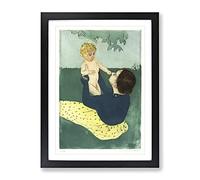 Under The Horse Chestnut Tree By Mary Cassatt Classic Painting Framed Wall Art Print, Ready to Hang Picture for Living Room Bedroom Home Office Décor, Black A3 (34 x 46 cm)