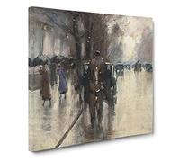 Under The Lime Trees by Lesser Ury Canvas Print | Gallery Wrapped 30mm Frame Wall Art | 20x20 inches | Ready to Hang | Classic Landscape Picture | Living Room Bedroom Lounge Office