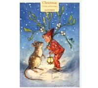 Under the Mistletoe, Margaret Tarrant Christmas Cards, A6 Size, Pack of 5, White Envelopes, 149mm x 105mm, Traditional Greeting