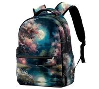 under the Moon Beauty Printed Large Travel Backpack Multiple Pockets Adjustable Straps Causal School Backpack Unisex Work Daypack