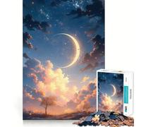 Under The Moon Jigsaw Puzzle 1000 Pieces Cognitive Fun Play High Precision Die Cut Unique Gift for Stress Relief (38x52cm)