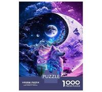 Under The Moon Wolf Jigsaw Puzzles for Adults Puzzle Game 1000 Piece Brain Challenge for Adults Gifts 52x38cm/1000pcs