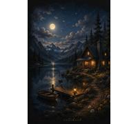 Under the Quiet Moon: A beautifully designed lined notebook inspired by moonlit lakes, cozy cabins, and peaceful nights beneath the stars.