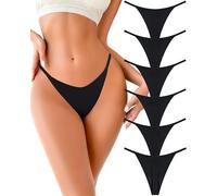UNDER THE SEA 10 Pack G String Thongs for Women Seamless Underwear Low Rise No Show Thong Stretch Womens Panties Sexy XS-XL, Black*6pcs, L