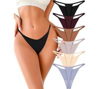 UNDER THE SEA 10 Pack G String Thongs for Women Seamless Underwear Low Rise No Show Thong Stretch Womens Panties Sexy XS-XL, Black+purple+yellow+khaki+beige+blue, S