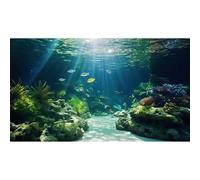 Under The Sea Aquarium Background Underwater Scene Corals Reefs Fish Tank Background Deep Ocean Sea Rock Cave Sunray Terrarium Backgrounds Underwater Marine Life Aquarium Backgrounds 24x16in