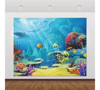 Under The Sea Backdrop 10x8ft for Photoshoot - Underwater World Seabed Dolphin Fish Coral Ocean Animal Photography Background Birthday Banner Decorations Props