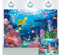 Under the Sea Backdrop Underwater Coral Ocean Animal Photography Background Sea Theme Birthday Baby Shower Party Decorations Photo Booth Props (8x6FT(240x180cm))