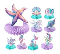 Under The Sea Centerpiece,Mermaid Honeycomb Party Table Decorations - Sea Themed Desk Ornament | for Birthday Wedding Event Bridal Shower Kids Girls
