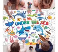 Under The Sea Giant Colouring Poster/Tablecloth, Summer Ocean Craft for Kid