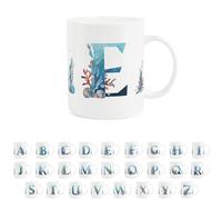 Under The Sea Letter E Mug - Seaside Ocean Aquatic Gift - Tea/Coffee Bone China Cup Alphabet Present