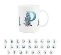 Under The Sea Letter P Mug - Seaside Ocean Aquatic Gift - Tea/Coffee Bone China Cup Alphabet Present